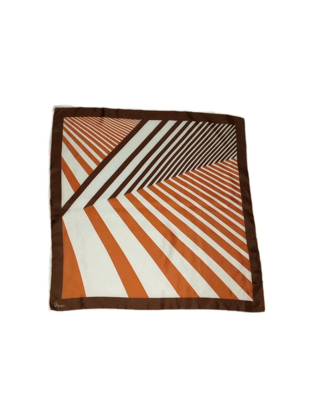Vintage Vera Neumann Mod 60s 70s Scarf Orange Brown Abstract Print Japan